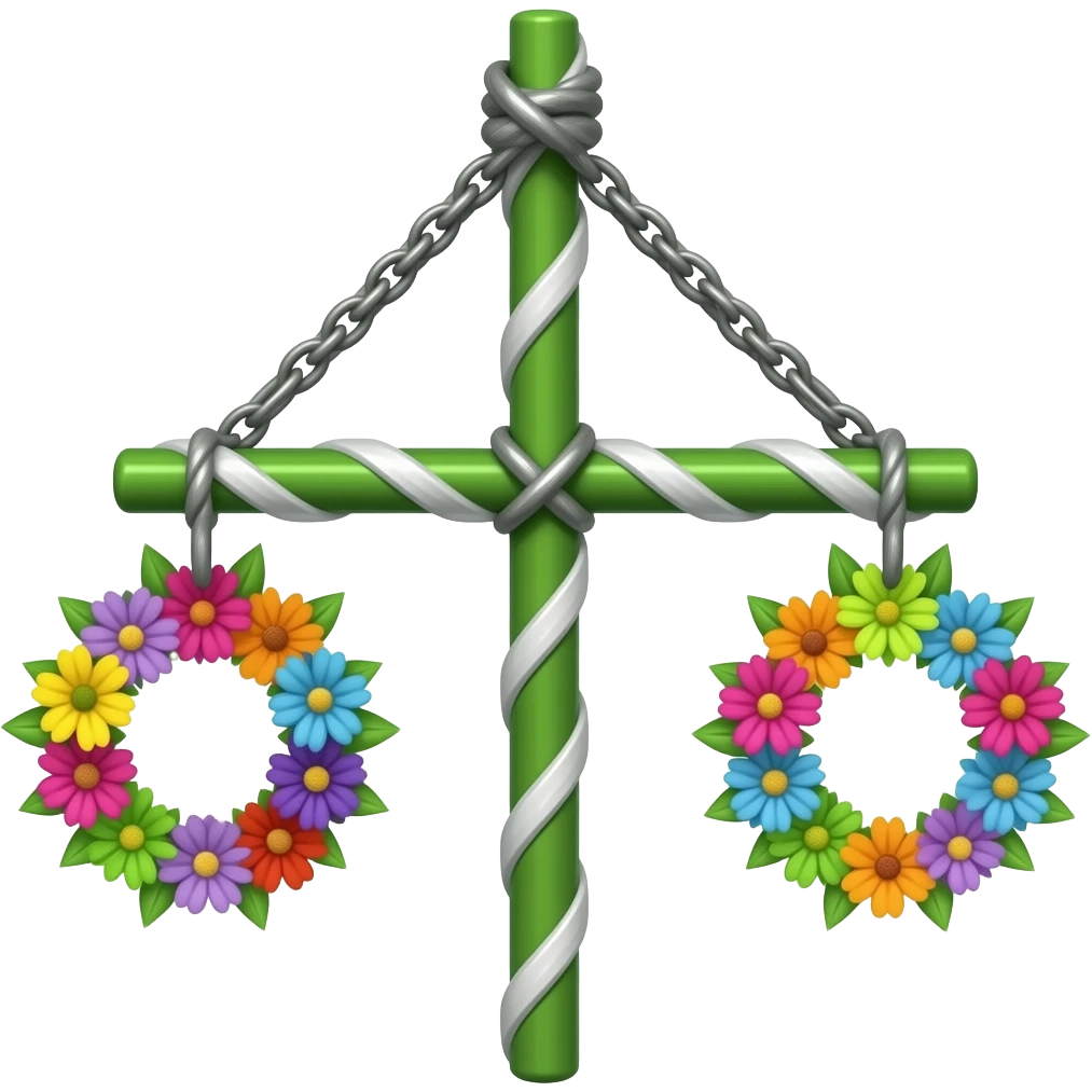 maypole midsummer fully green two rings multicolour flowers emoji