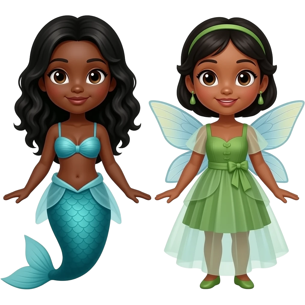 🧜🏿‍♀️🧚🏿‍♀️ emoji