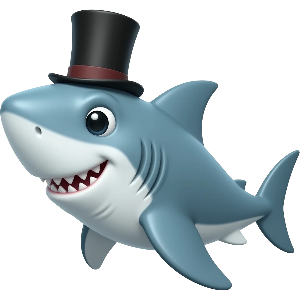 Shark with a top hat emoji