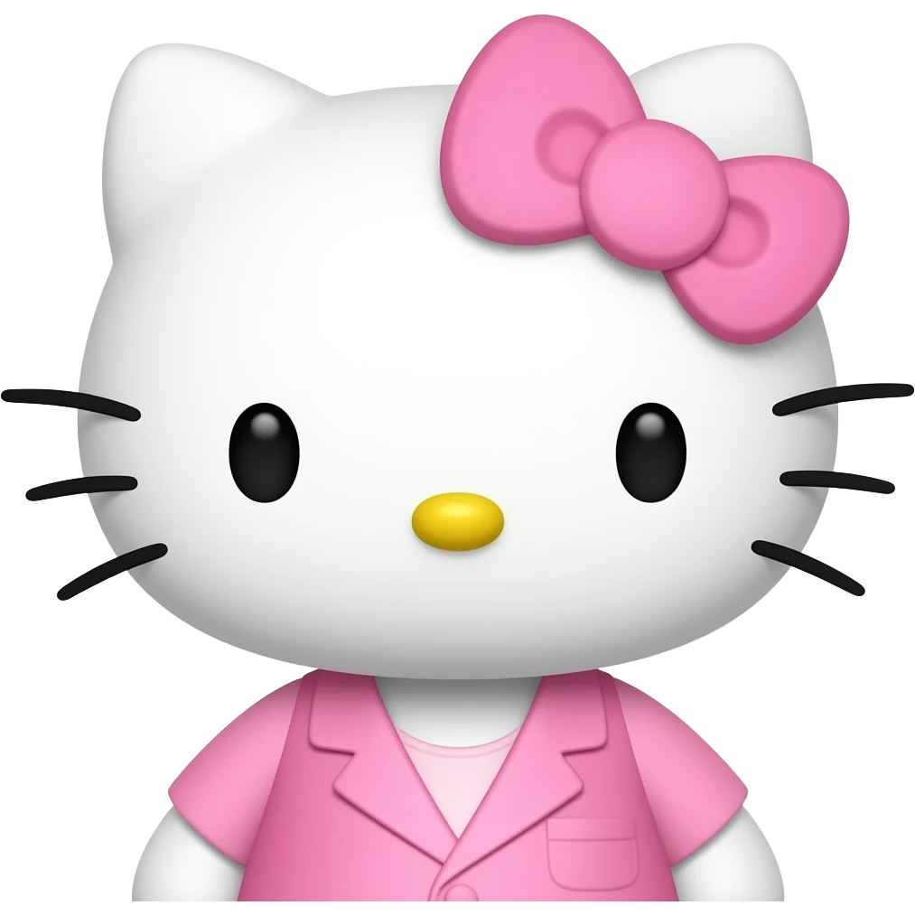 Hello kitty, dressed pink emoji | AI Emoji Generator