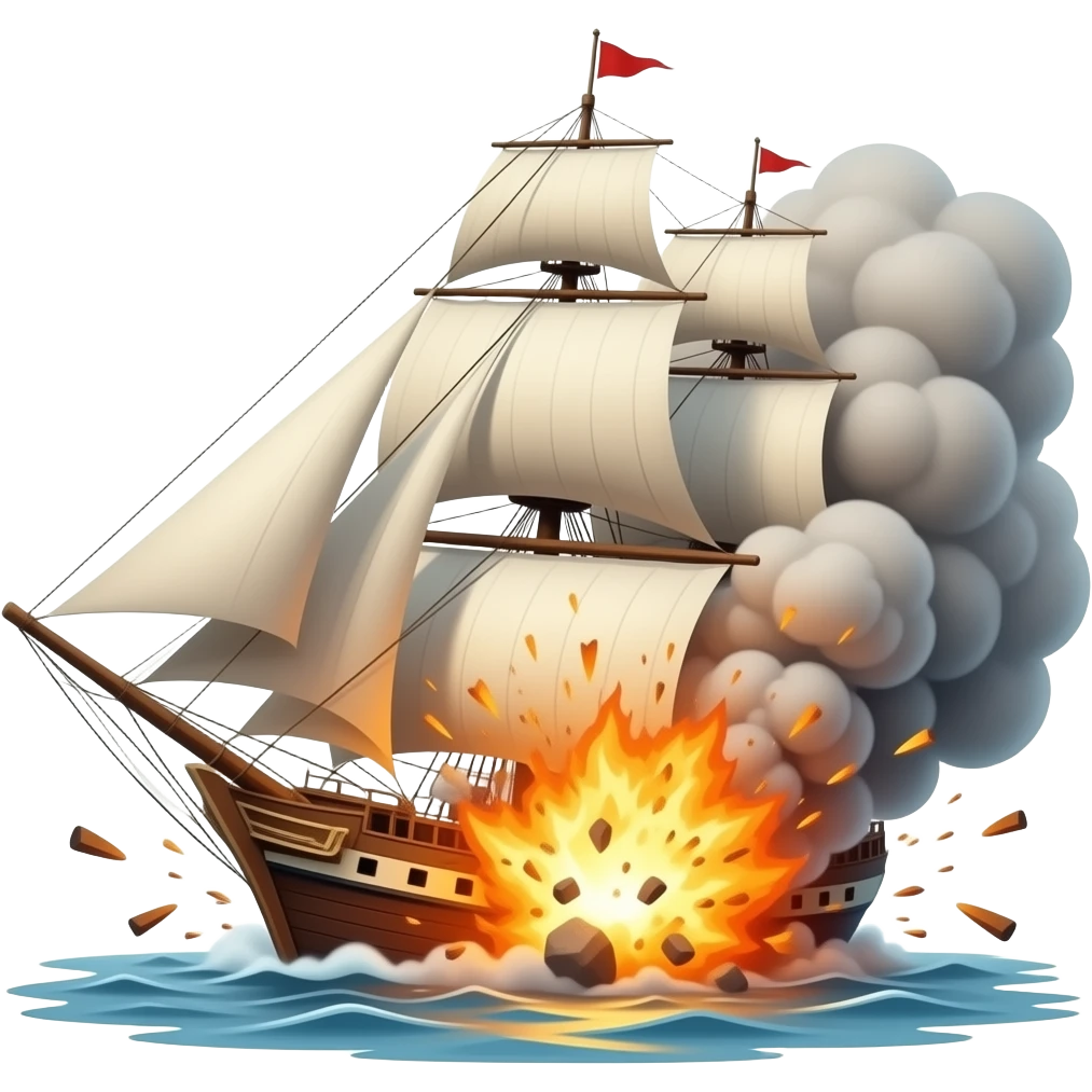 Sail boat exploding emoji