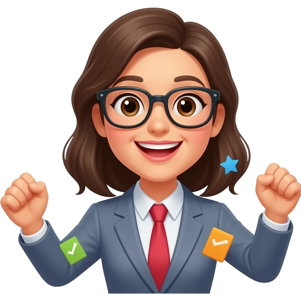 A female teacher dancing and celebrating a 4 day working week emoji