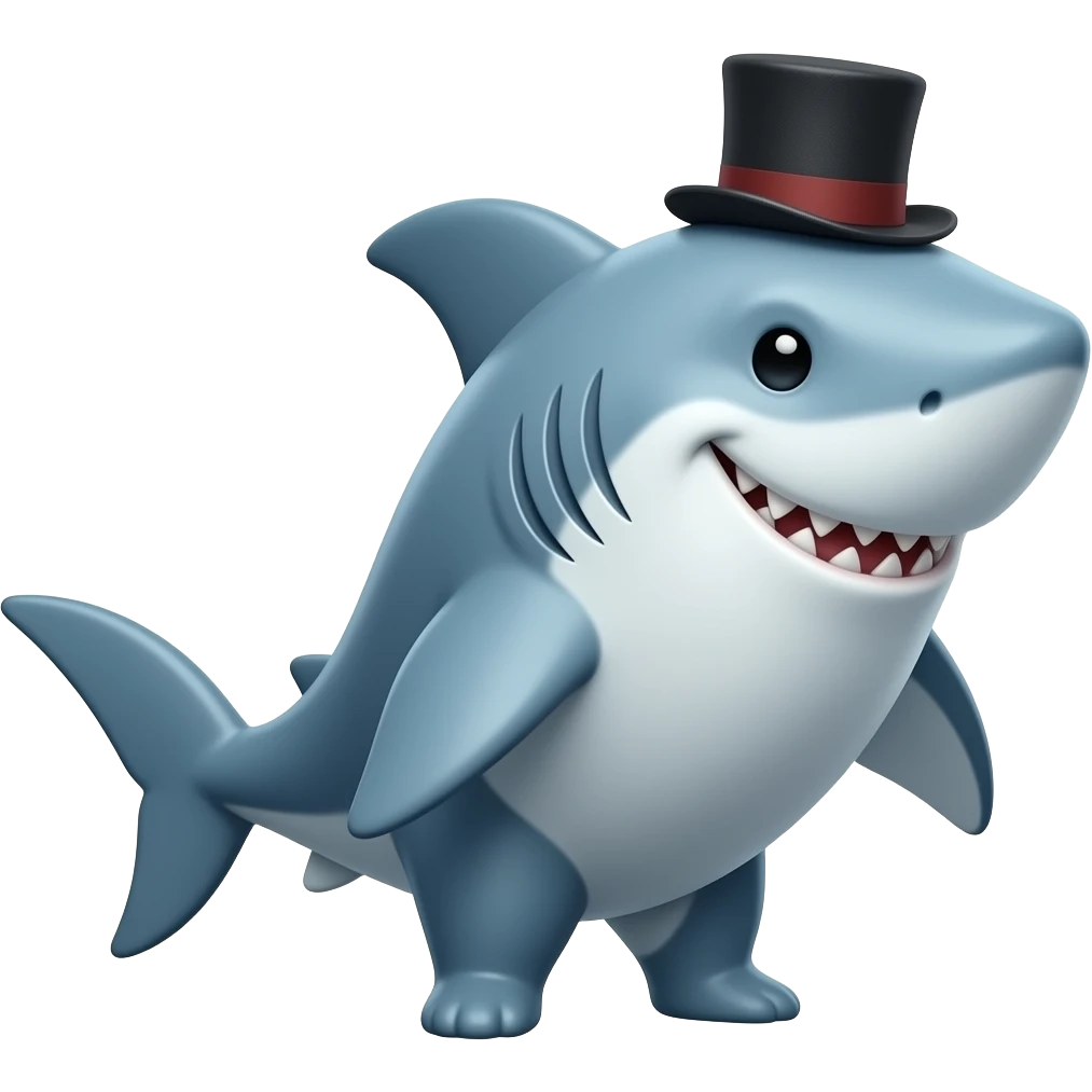 Shark with a top hat emoji