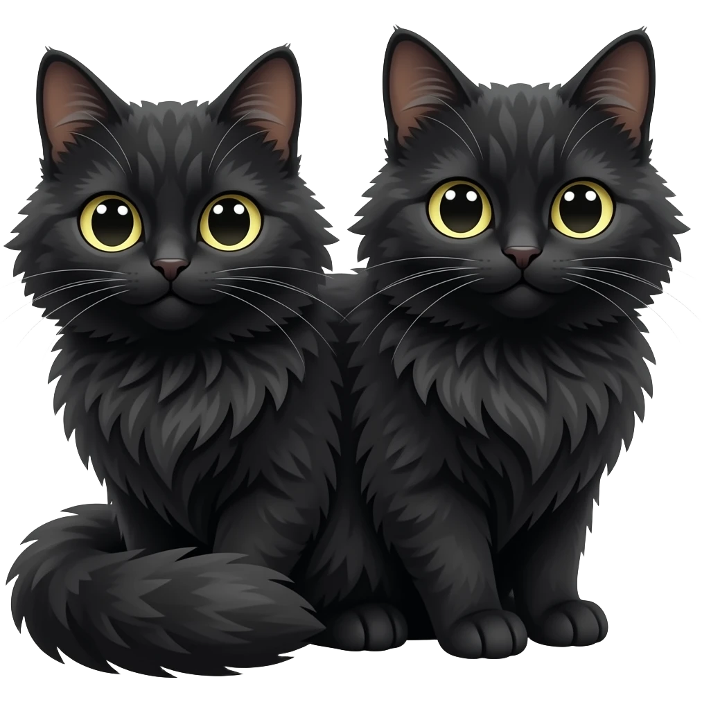 black fluffy cat emoji