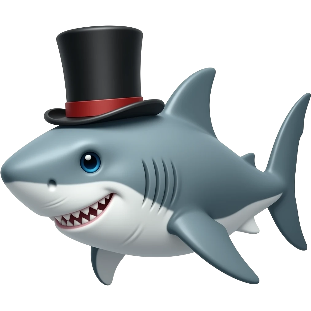 Shark with a top hat emoji