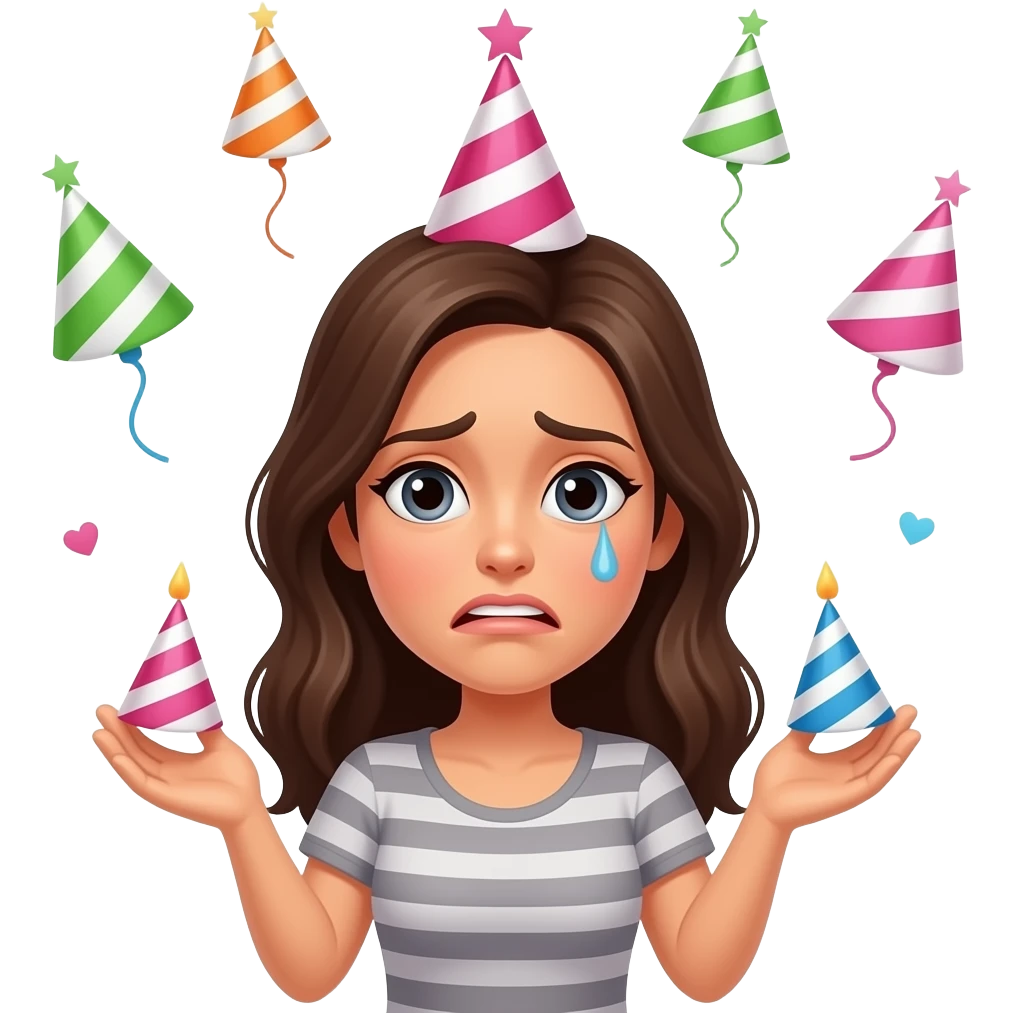 MUJER ESTRESADA EN UN CUMPLEAÑOS emoji