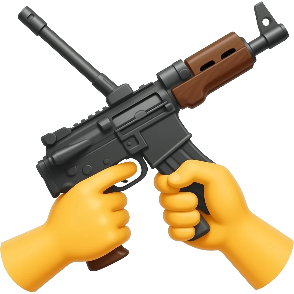 2 yellow hand holding a machine  gun emoji