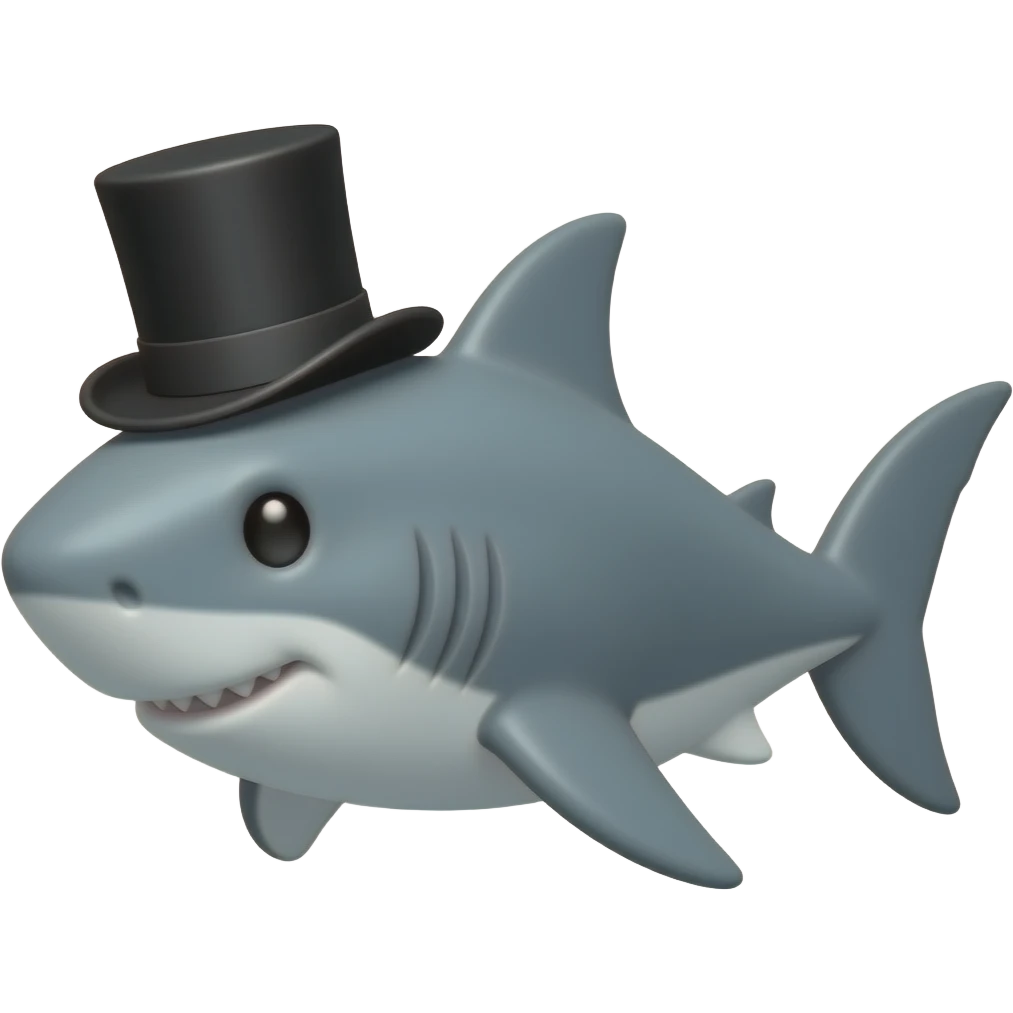 Shark with a top hat emoji