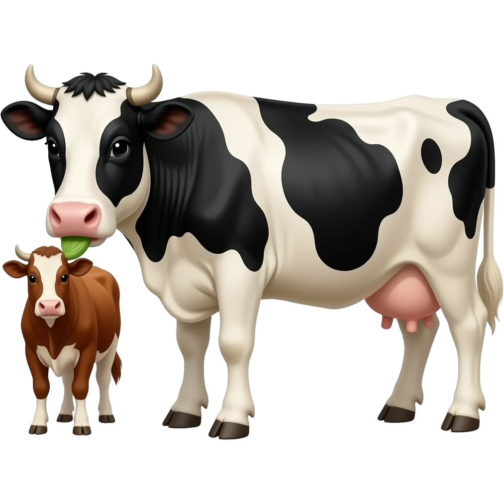 A cow eating a cow emoji