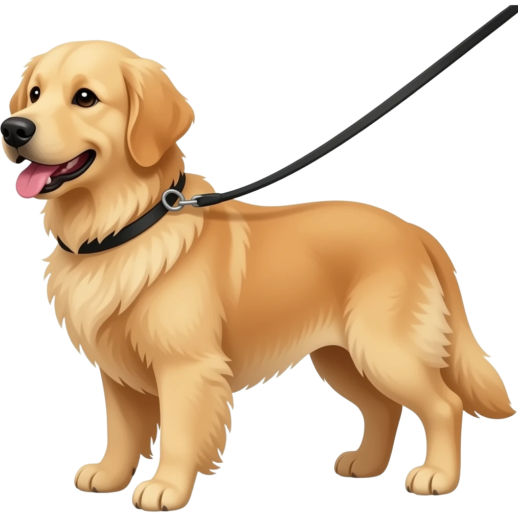 golden retreiver on leash emoji