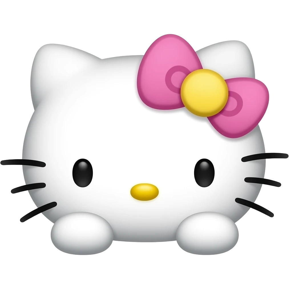 hello Kitty head with pink yellow and purple colored bow with with front paws emoji