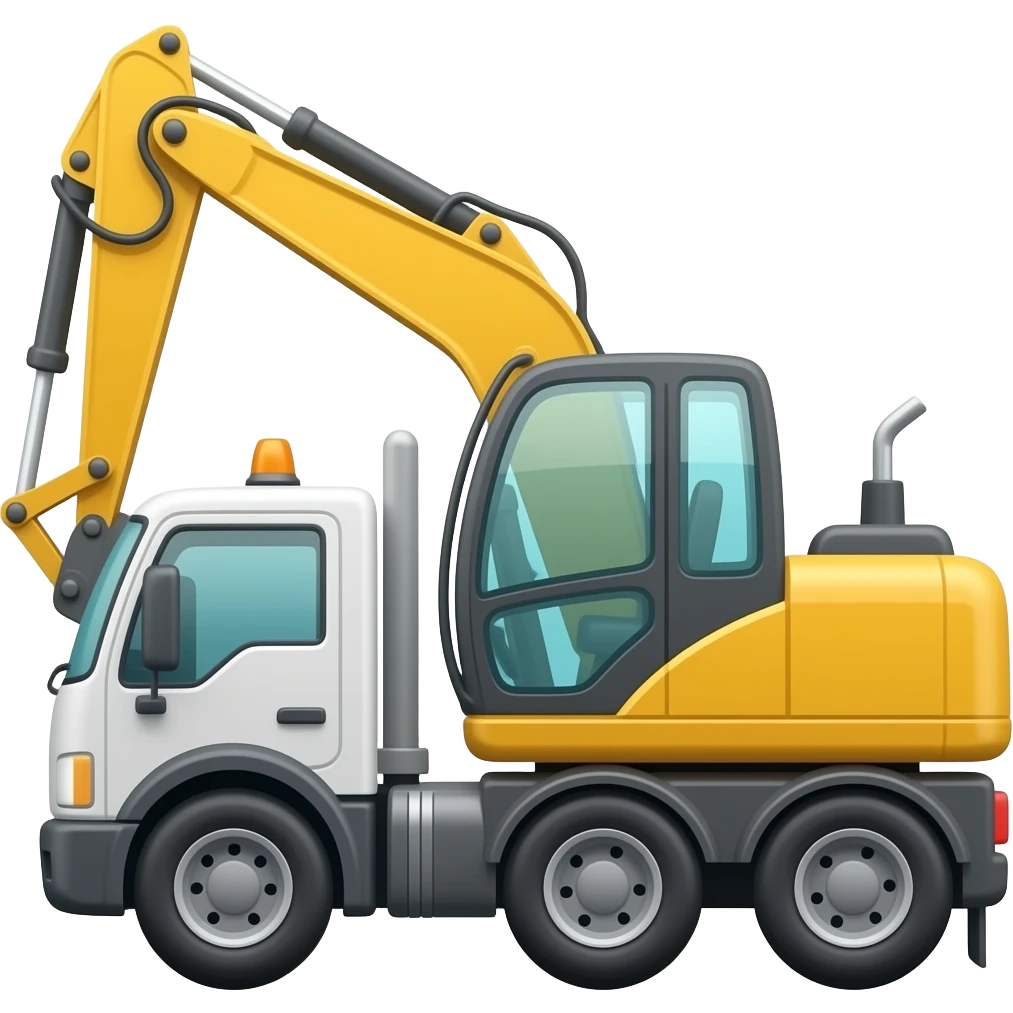 Escavatore cingolato e camion emoji