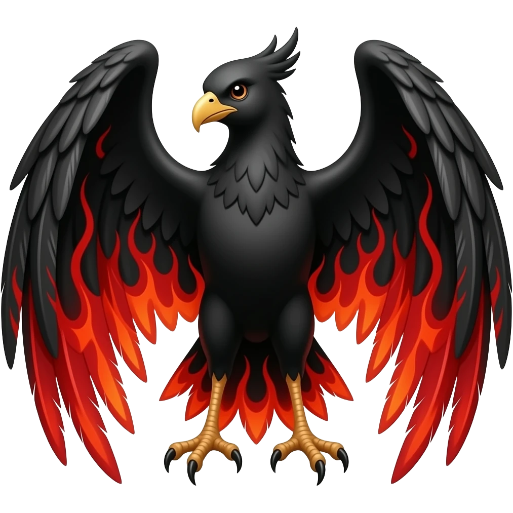 Black Phoenix Witt d'art and réd flammes emoji