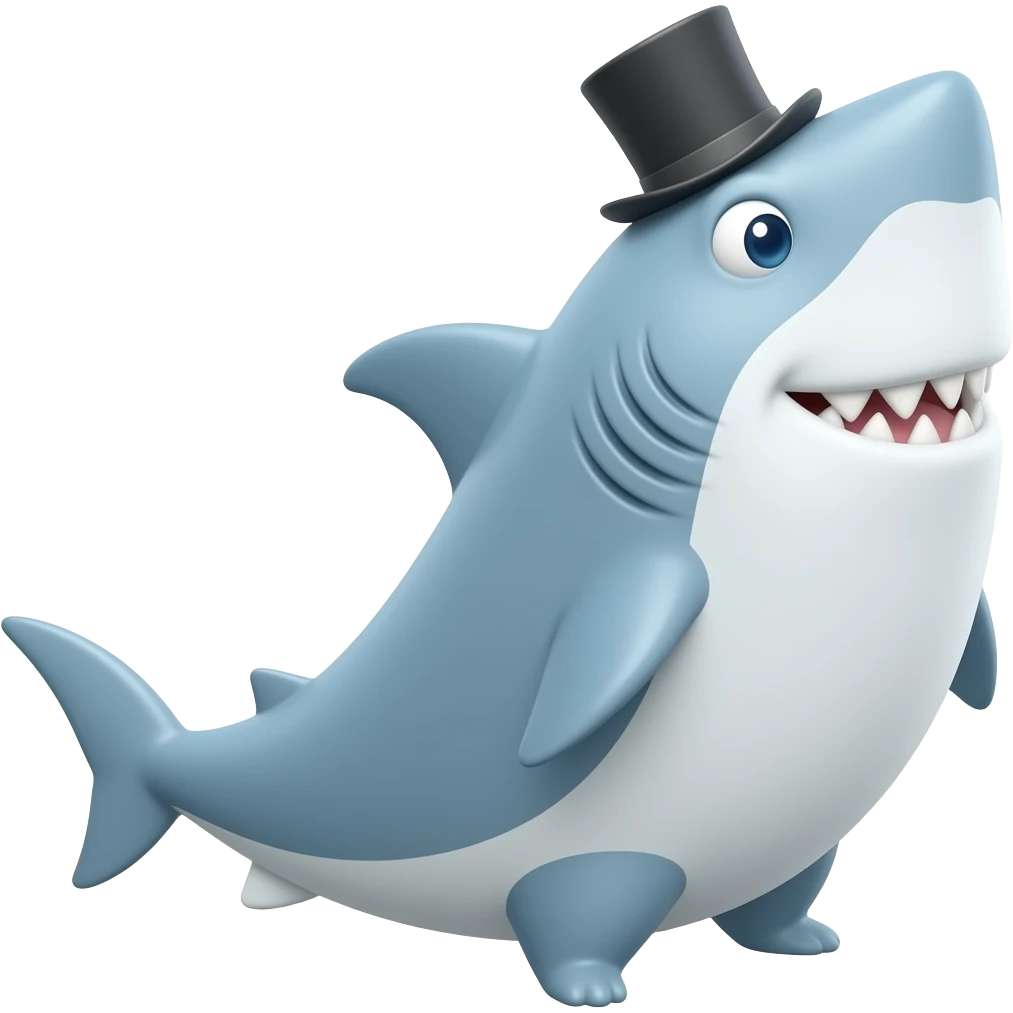Shark with a top hat emoji