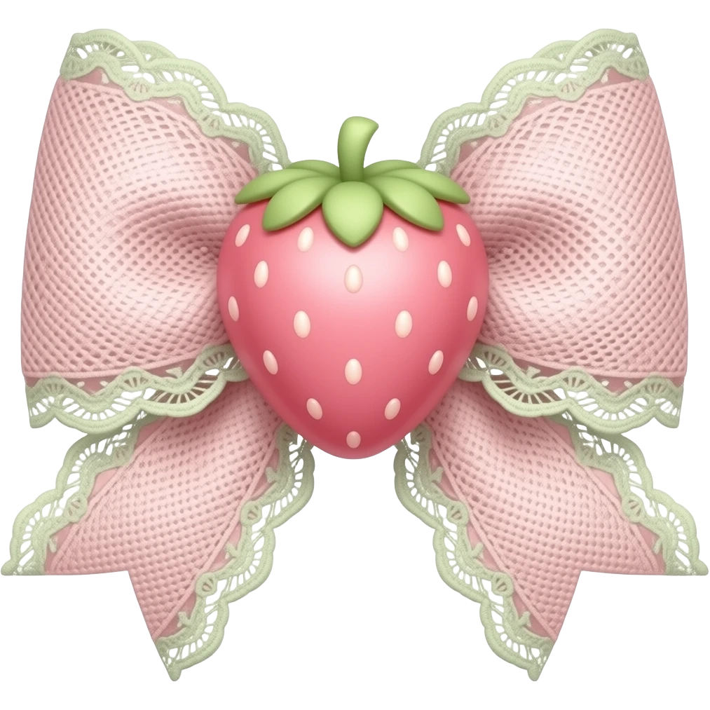 Cute strawberry light pink & light green bow lace coquette bow emoji