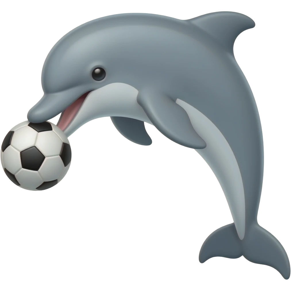 dolphin bites soccerball emoji