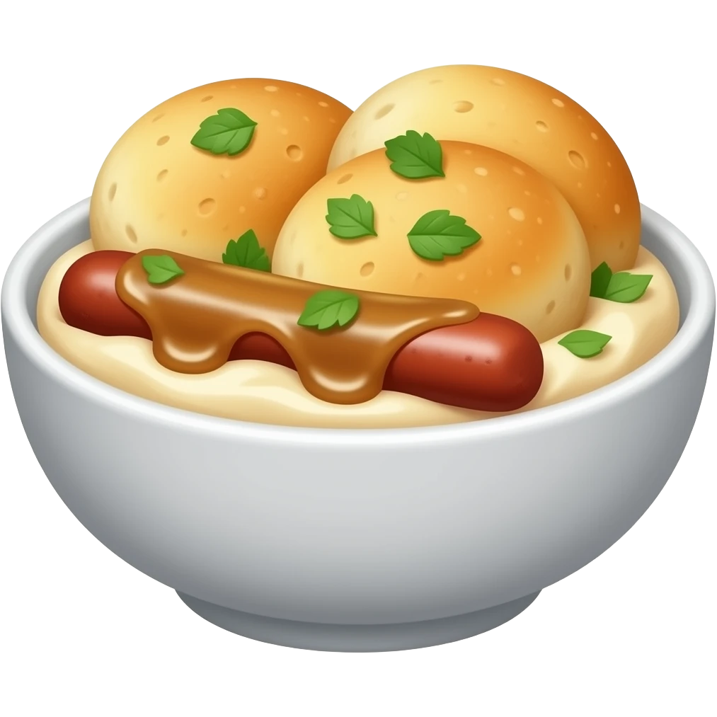 Ground Sausage gravy and biscuits In a bowl emoji
