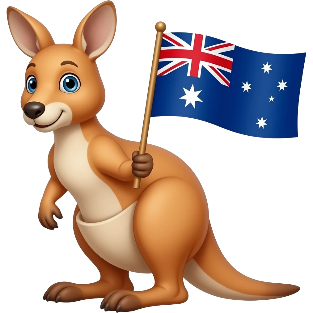 Kangaroo holding Australian flag emoji