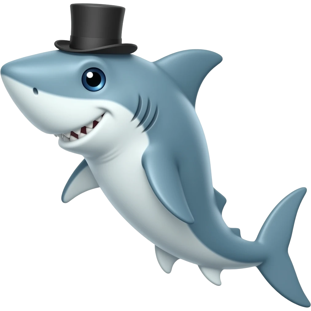 Shark with a top hat emoji