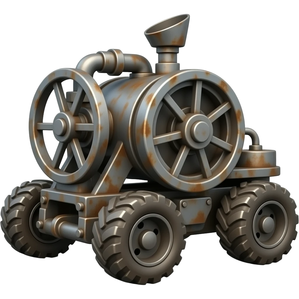 rusty machine on wheels emoji