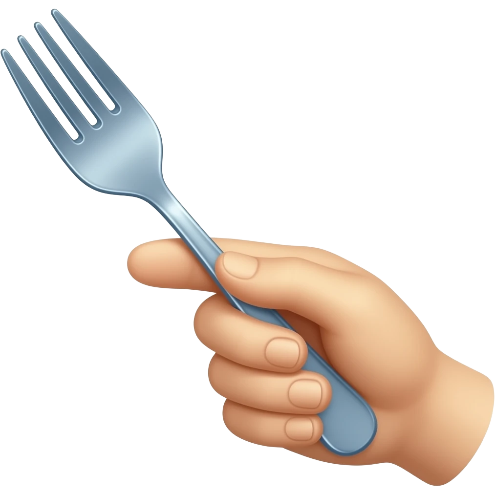 blue hand fork emoji