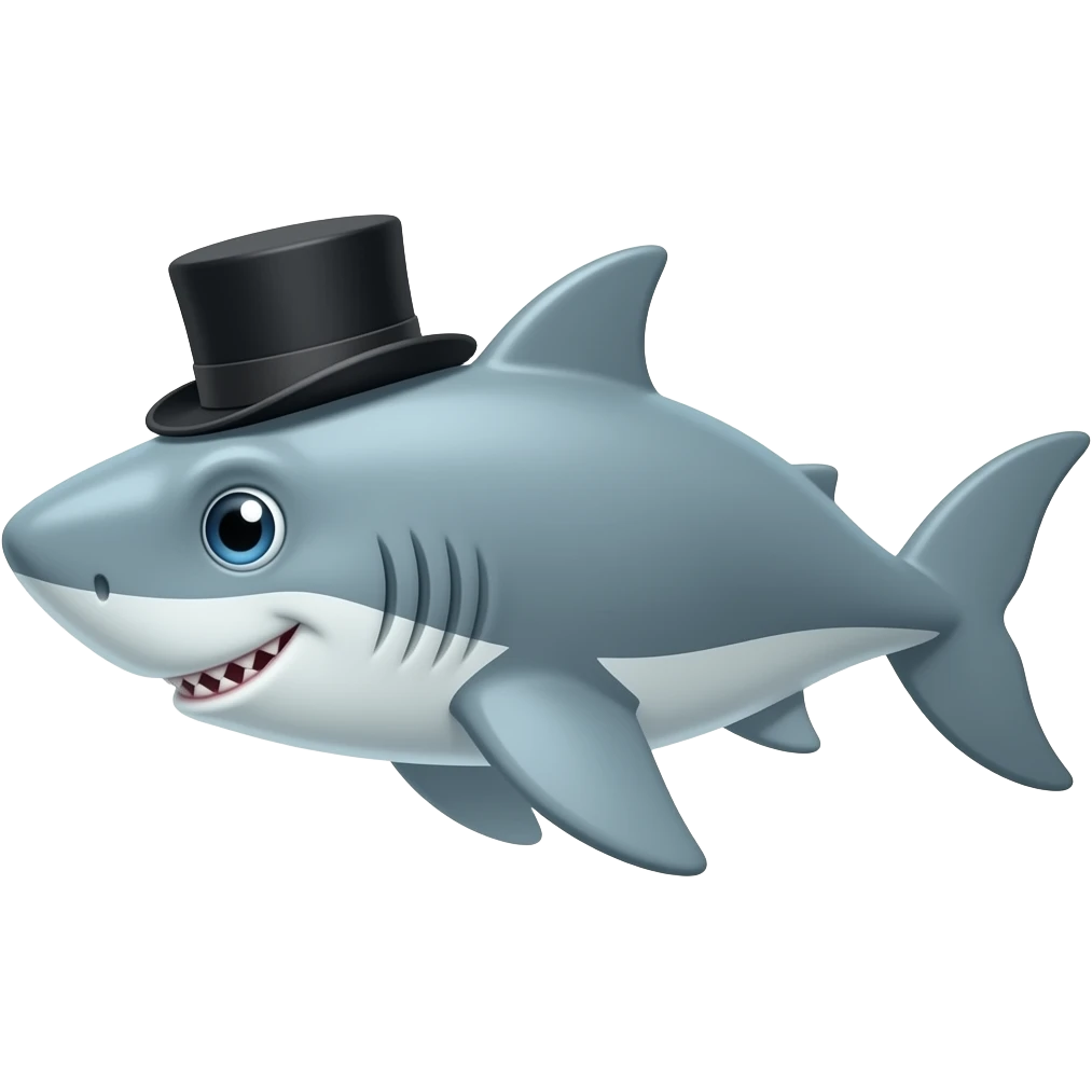 Shark with a top hat emoji
