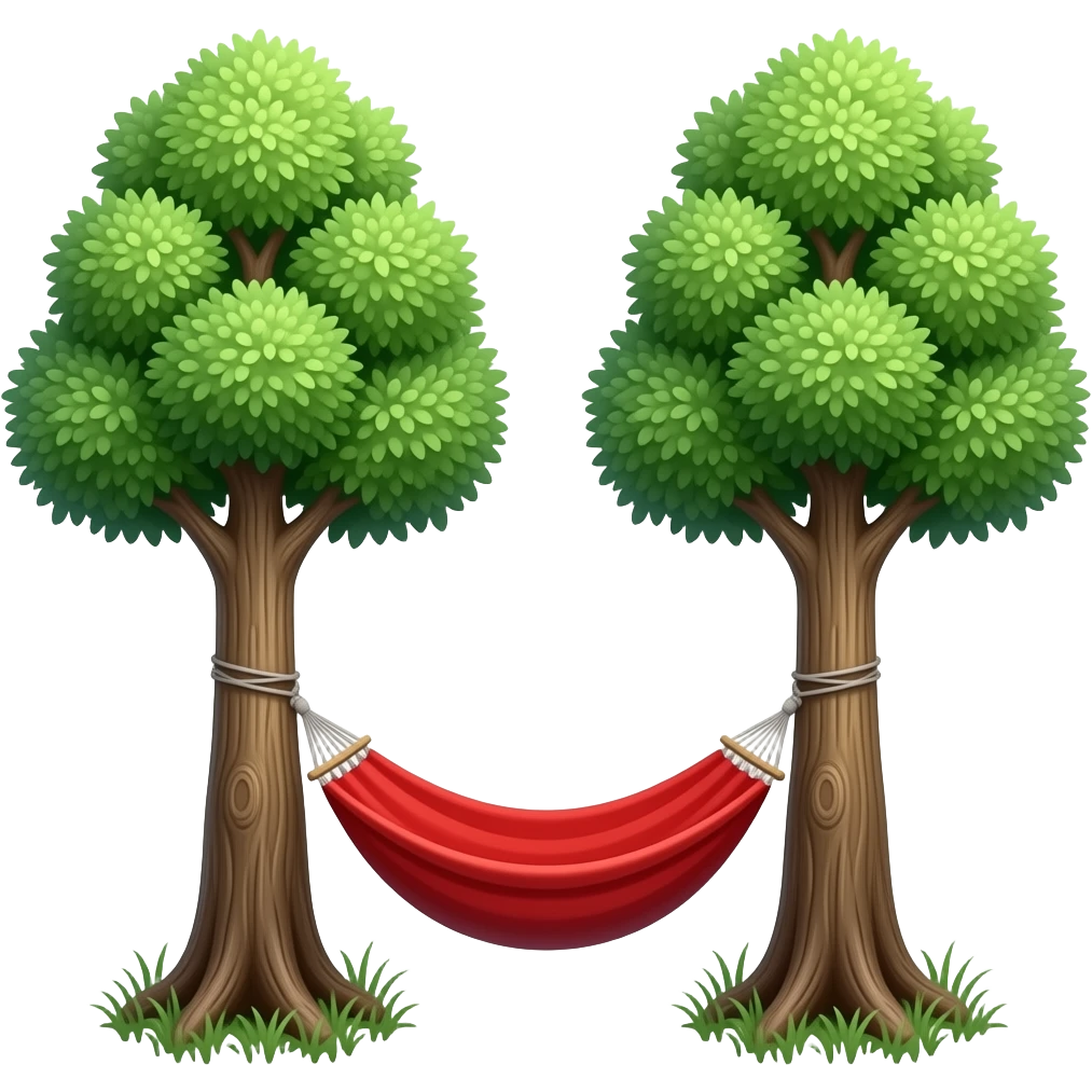 hammock between trees, transparent background emoji