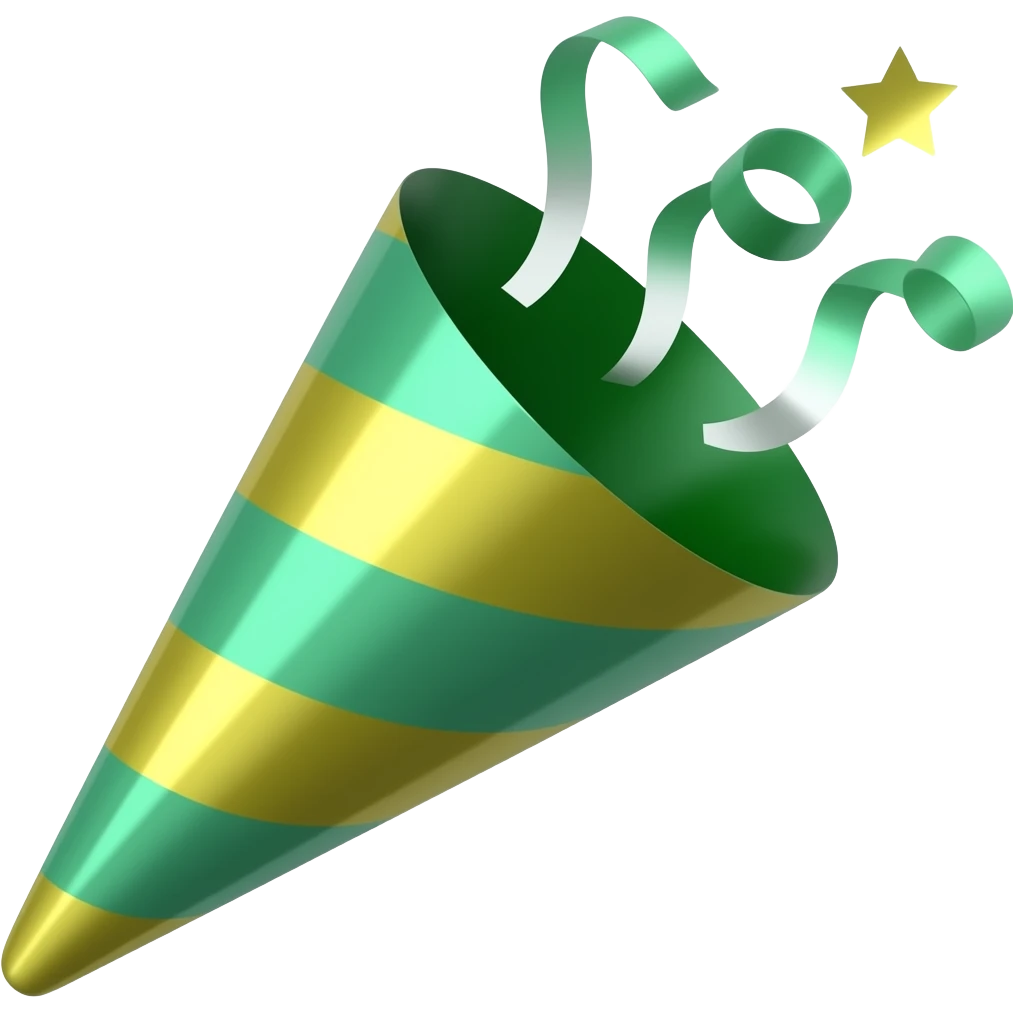 ios emoji style green party popper emoji