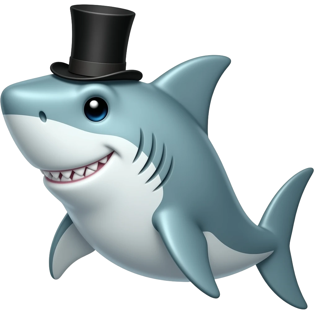 Shark with a top hat emoji