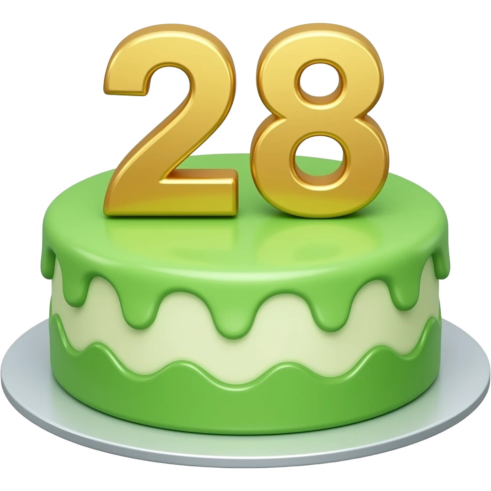 birthday cake green 28 with gold emoji