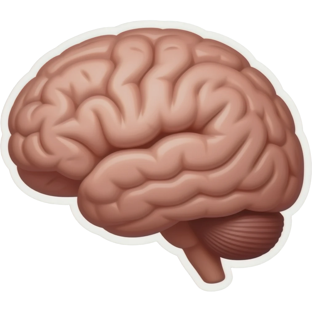 Мозг, мультяшный рисованный стиль, стикер emoji
