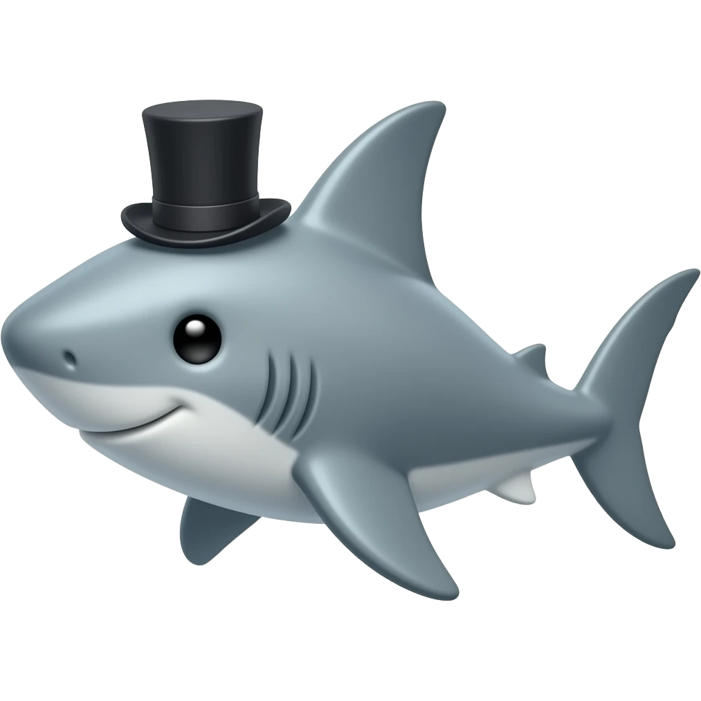Shark with a top hat emoji