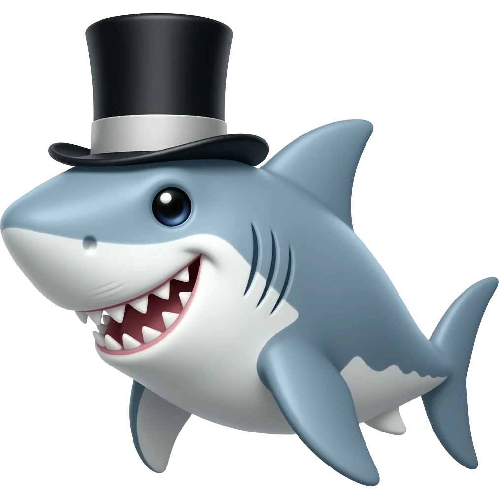 Shark with a top hat emoji