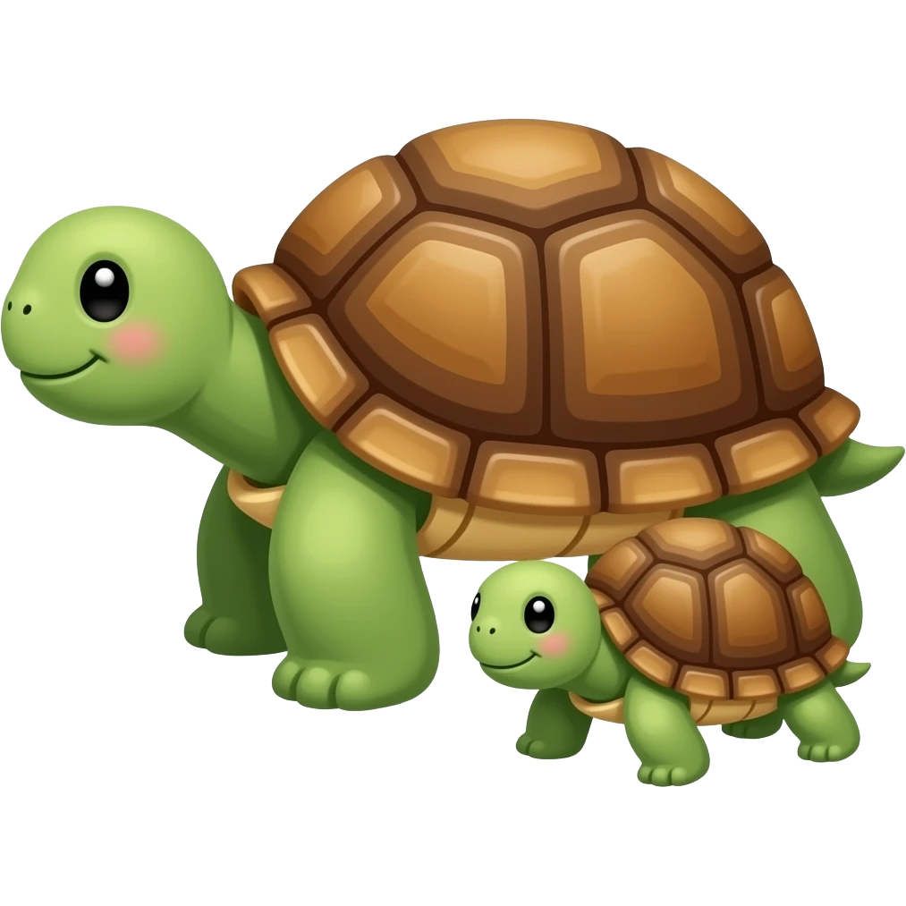 Make a turtle with its baby emoji