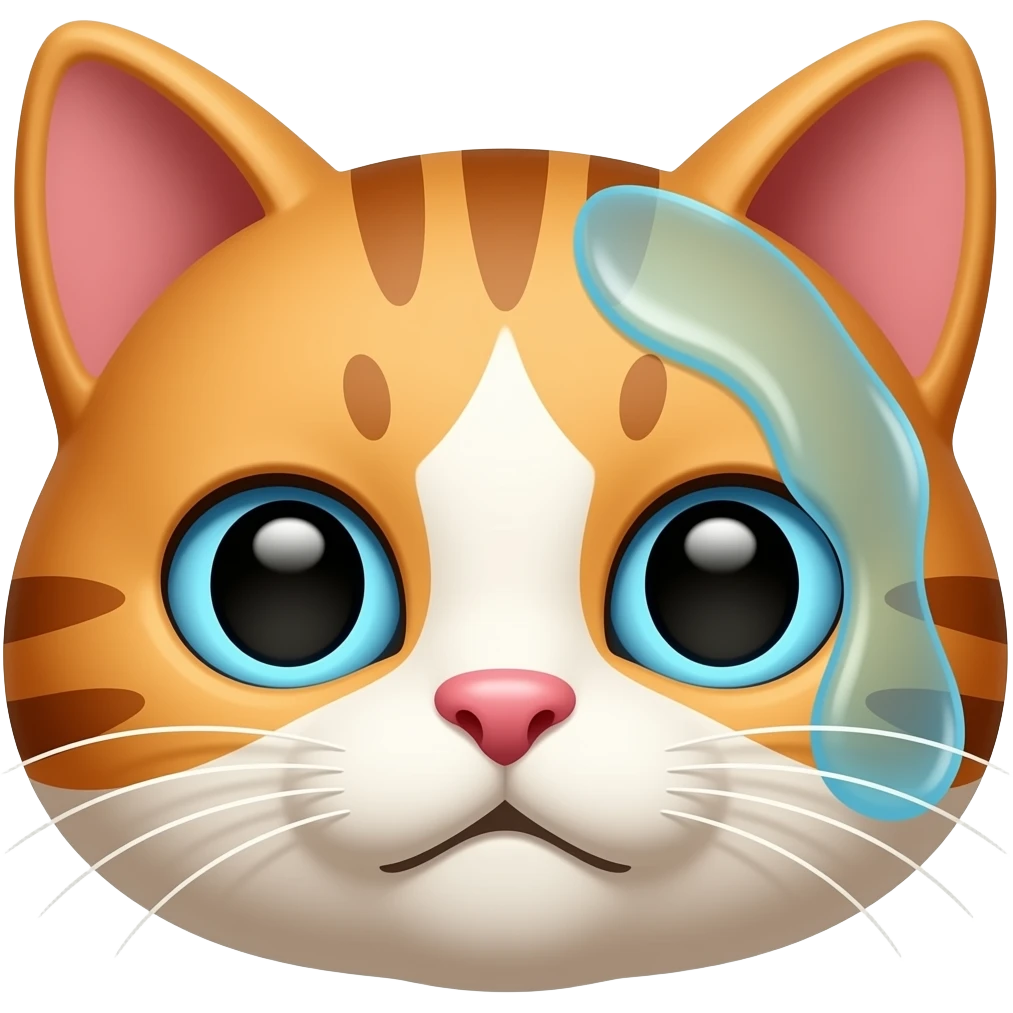 더워서 땀이 나고있는 고양이 머리에서 emoji