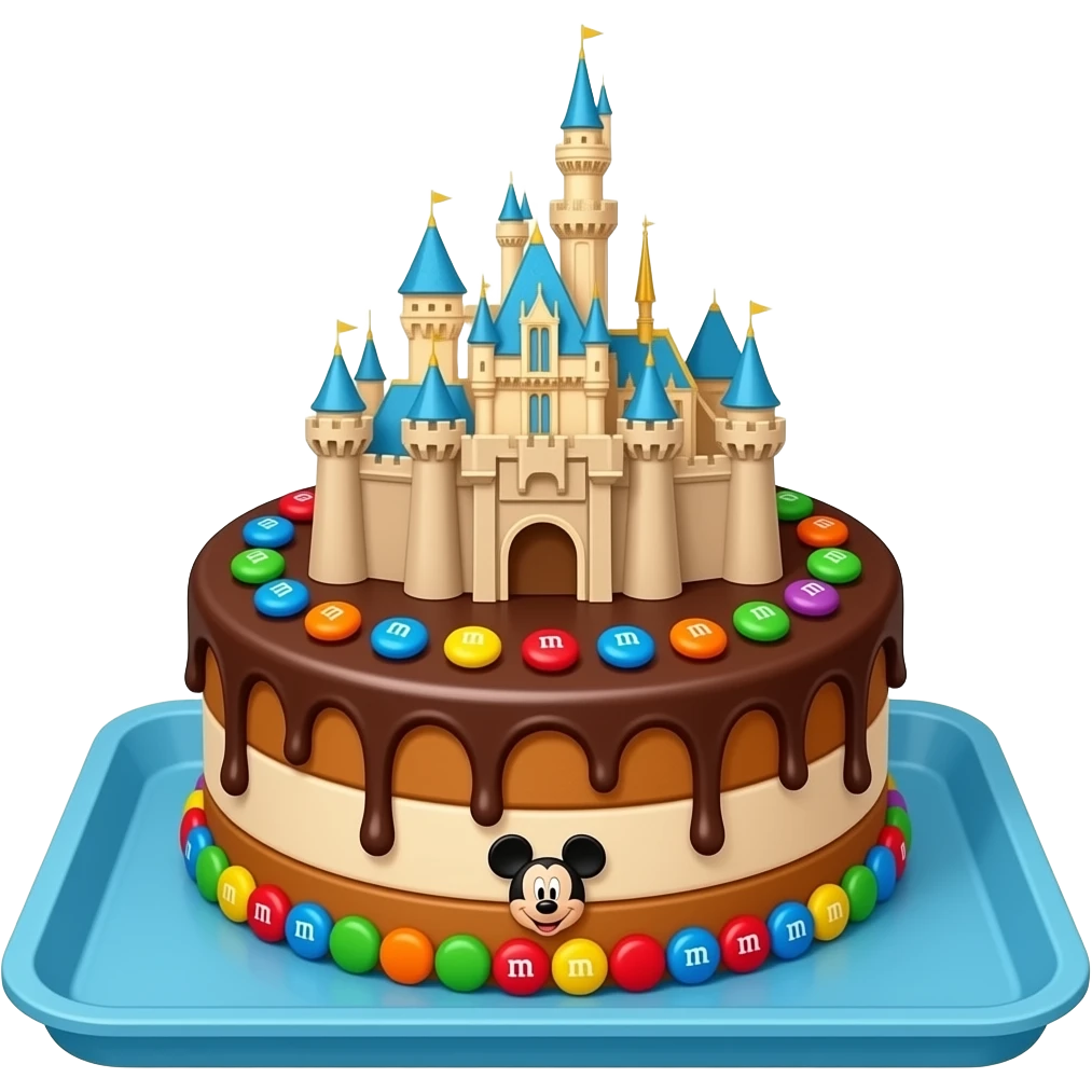 3d modeling Disneyland castle shaped chocolate icing on a cake with ...