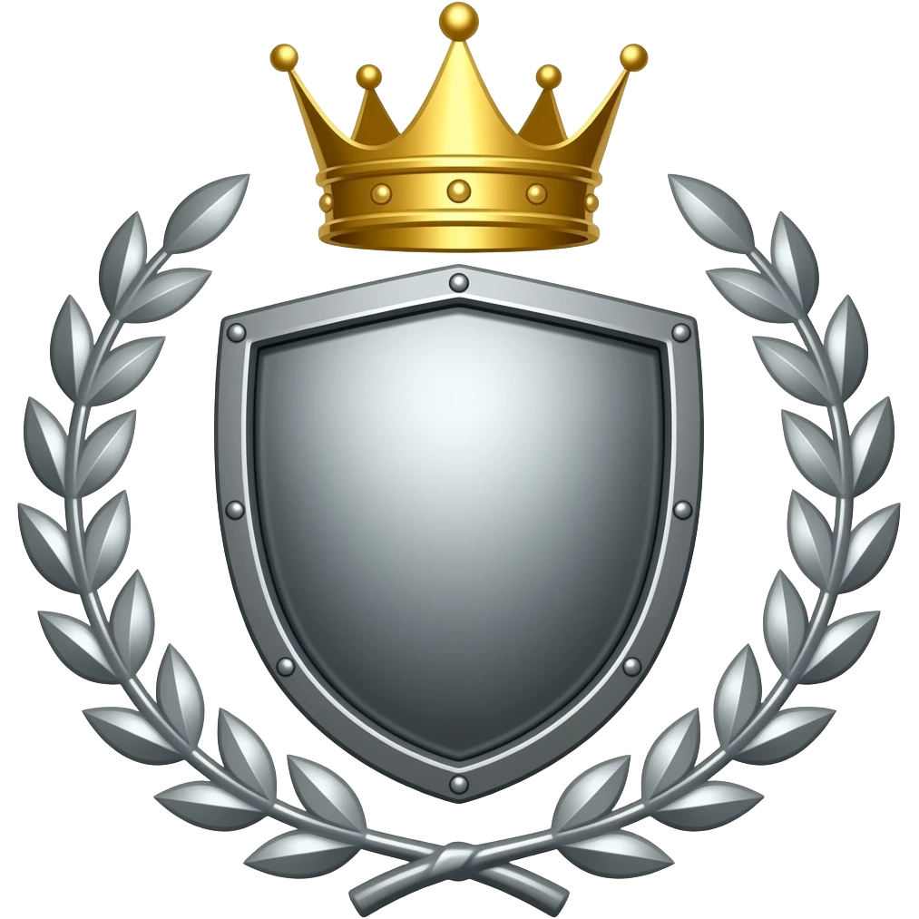 shield with a crown over it and a wreath surronding it emoji