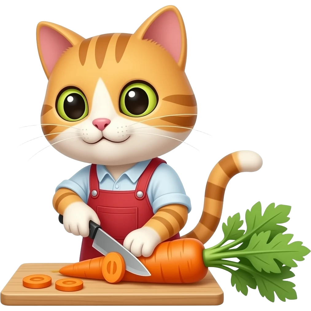 cat cook cutting carrots emoji