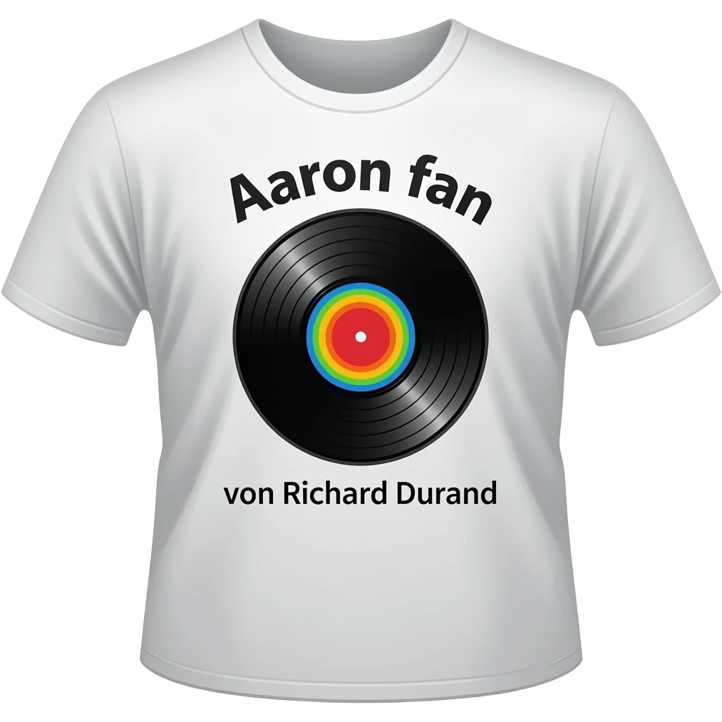 auf shirt steht Aaron fan von richard durand bunte schallplatte emoji