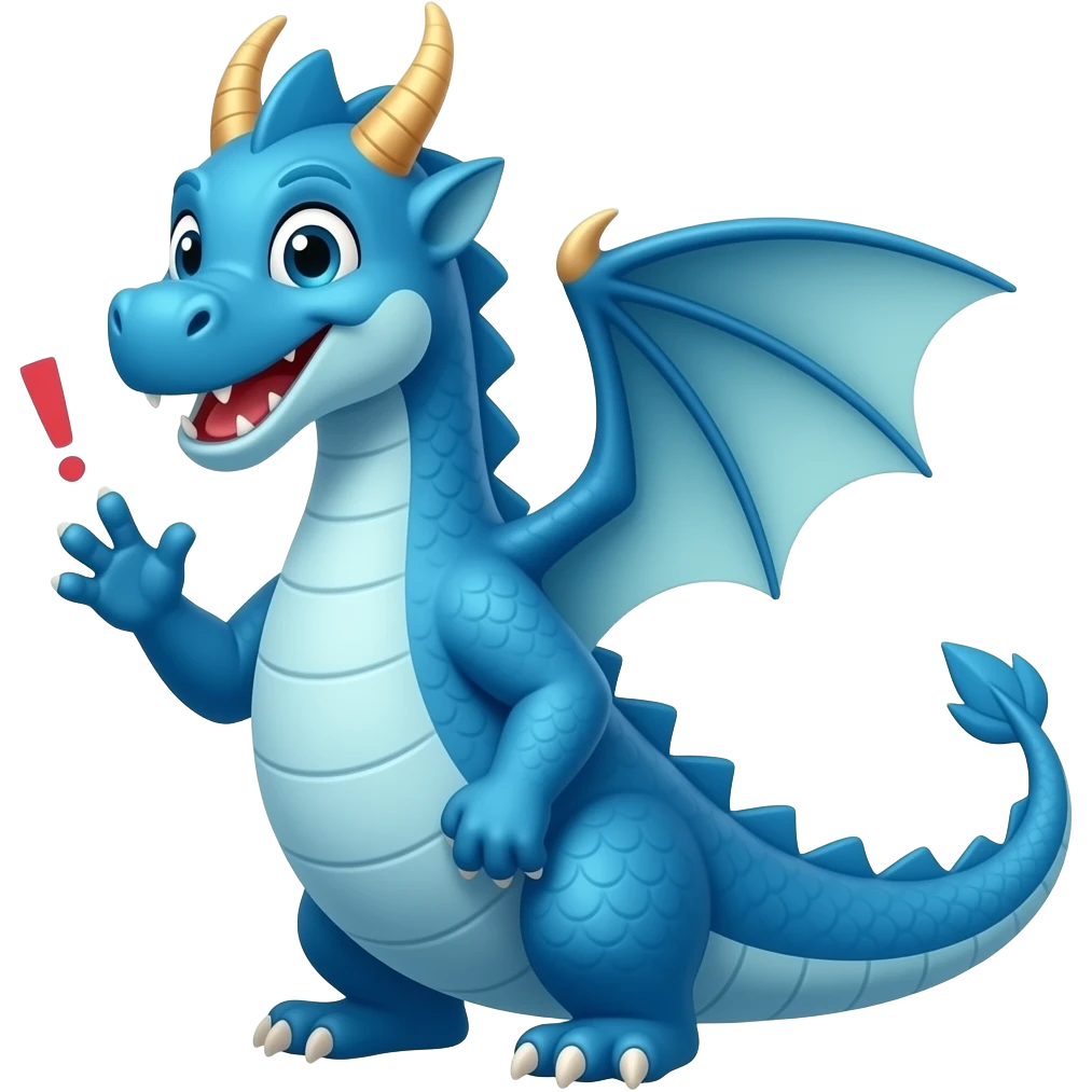 Blue dragon saying bye emoji
