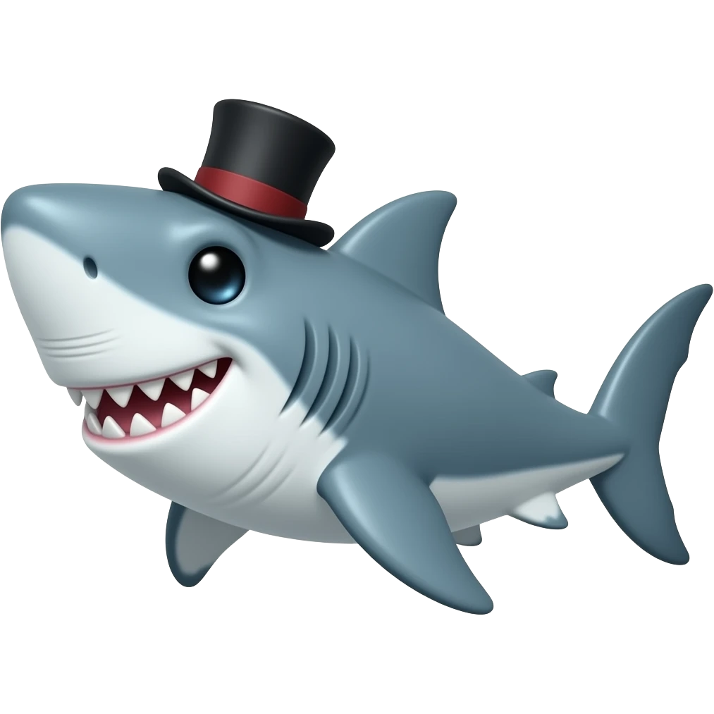 Shark with a top hat emoji