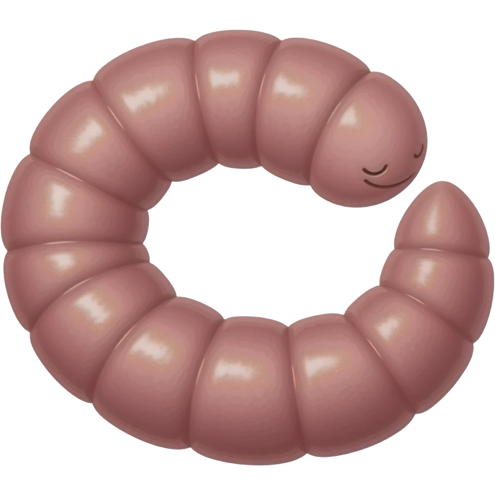 writhing pink earthworm without eyes textured emoji