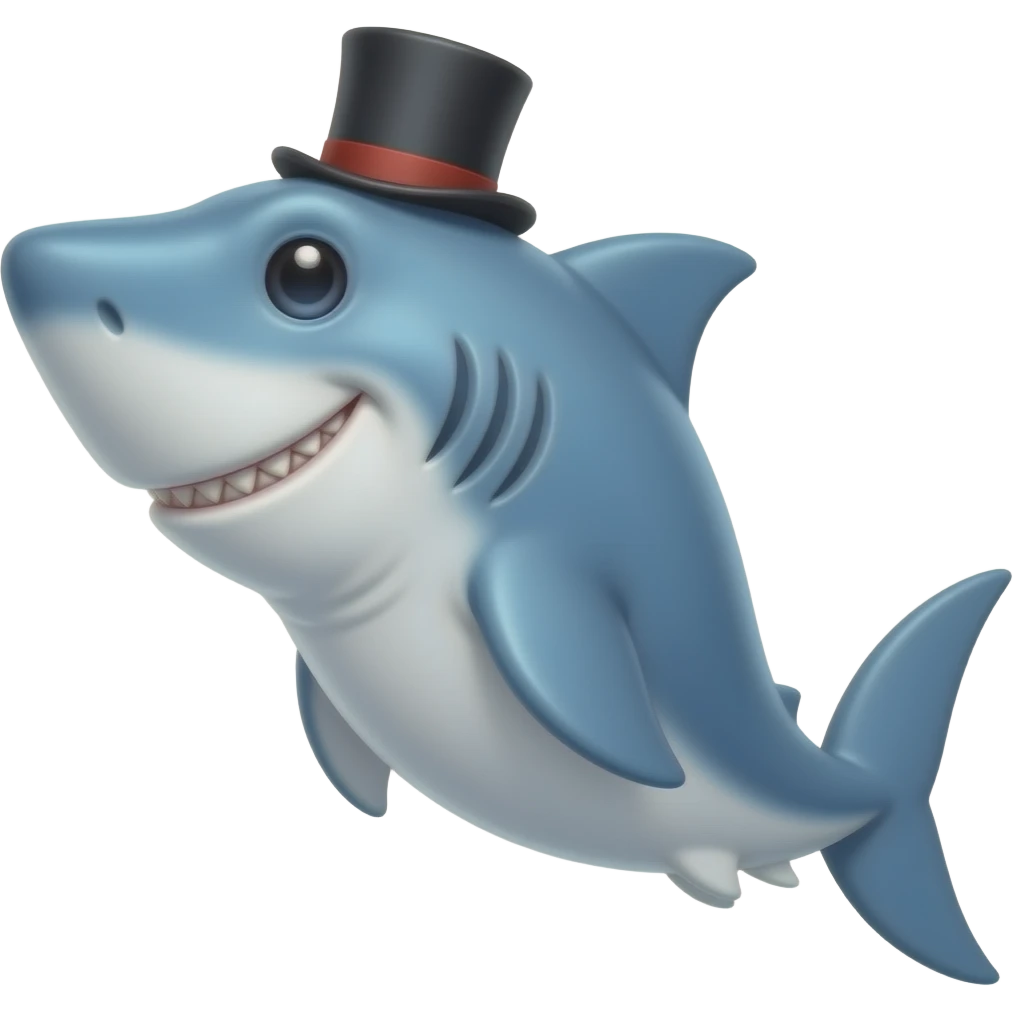 Shark with a top hat emoji