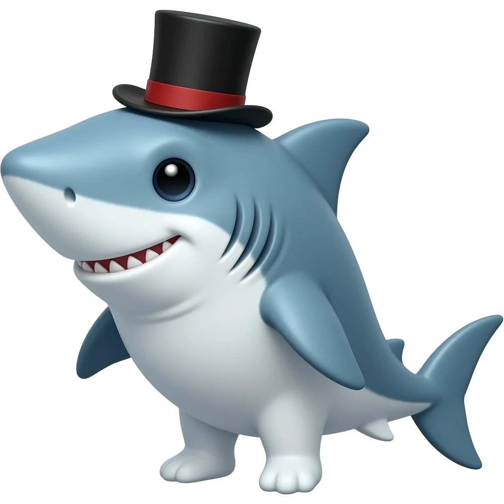 Shark with a top hat emoji