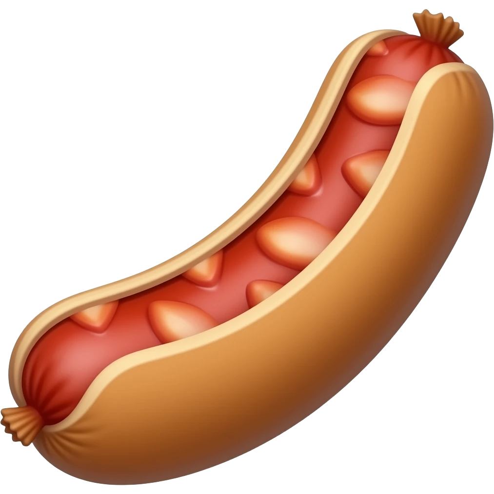 Sausage no bun, no garnish, no knife scores, and much longer emoji