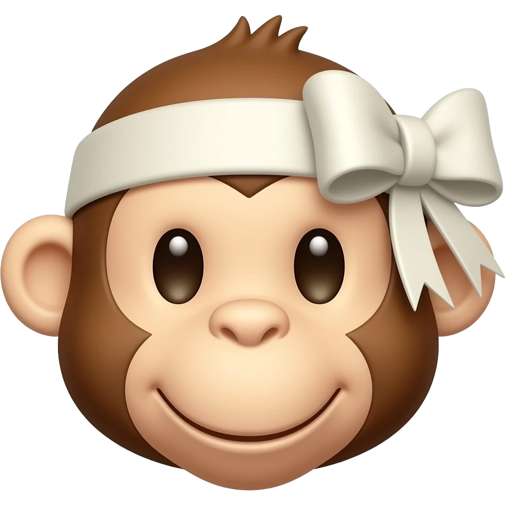 🐵이얼굴에 🎀 이 리본이 오른쪽 머리쪽에 달림 emoji