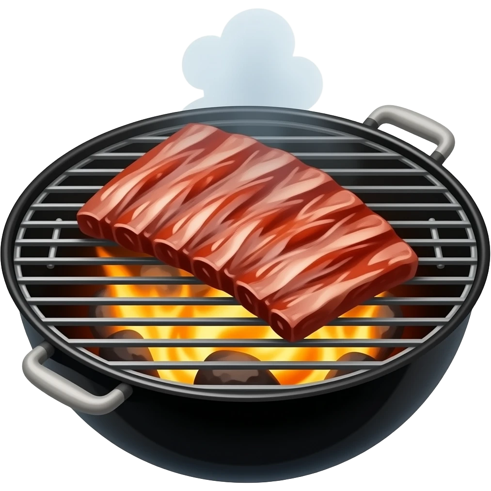 Ribs smoking on a weber grill emoji
