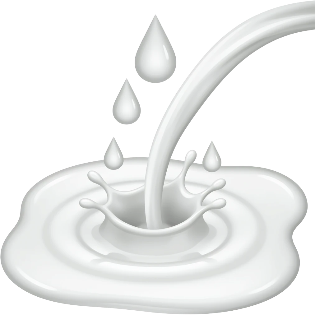 White Droplets dropping into a white milky puddle emoji
