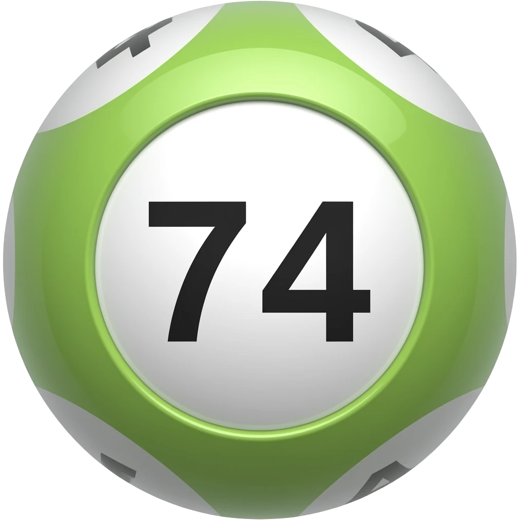bola de bingo verde claro con número 74 emoji