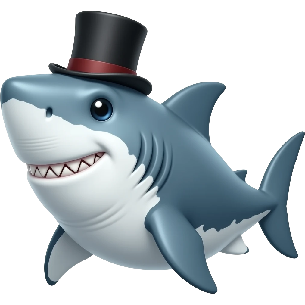 Shark with a top hat emoji